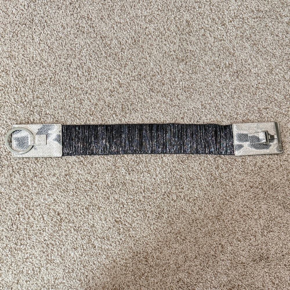 Animal Print/ Black and Silver Stretch Belt